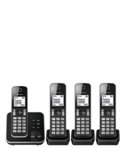 Panasonic Kx-Tgd324Eb Cordless Telephone With Answering Machine And Nuisance Call Block - Quad Pack - Black